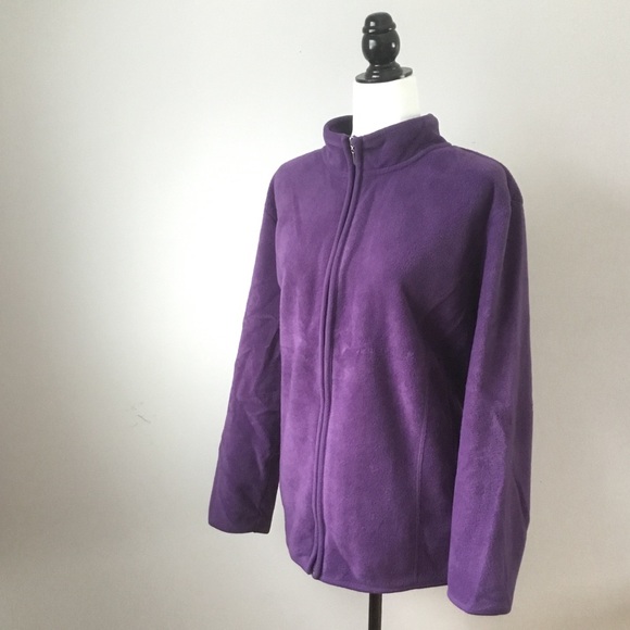 Karen Scott purple fleece zippered sweater - Picture 3 of 5